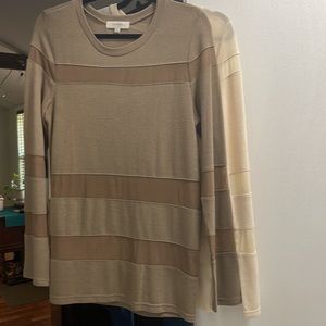 Umgee long sleeve knit top/tee, sz Large with horizontal sheer panels